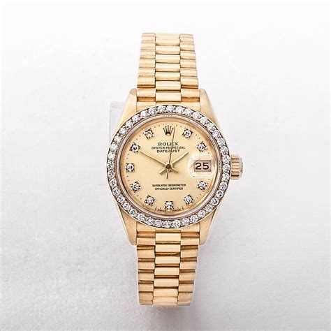 rolex ladies 1986 1987 18 kt gold mesh band watch|ladies Rolex 69178.